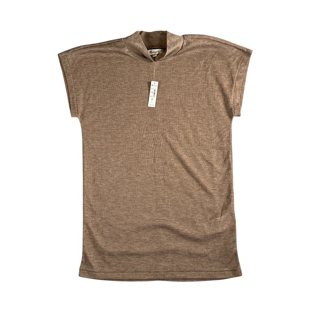 Madewell NWT Women's Sheer Ribbed Mockneck Tee Size XS